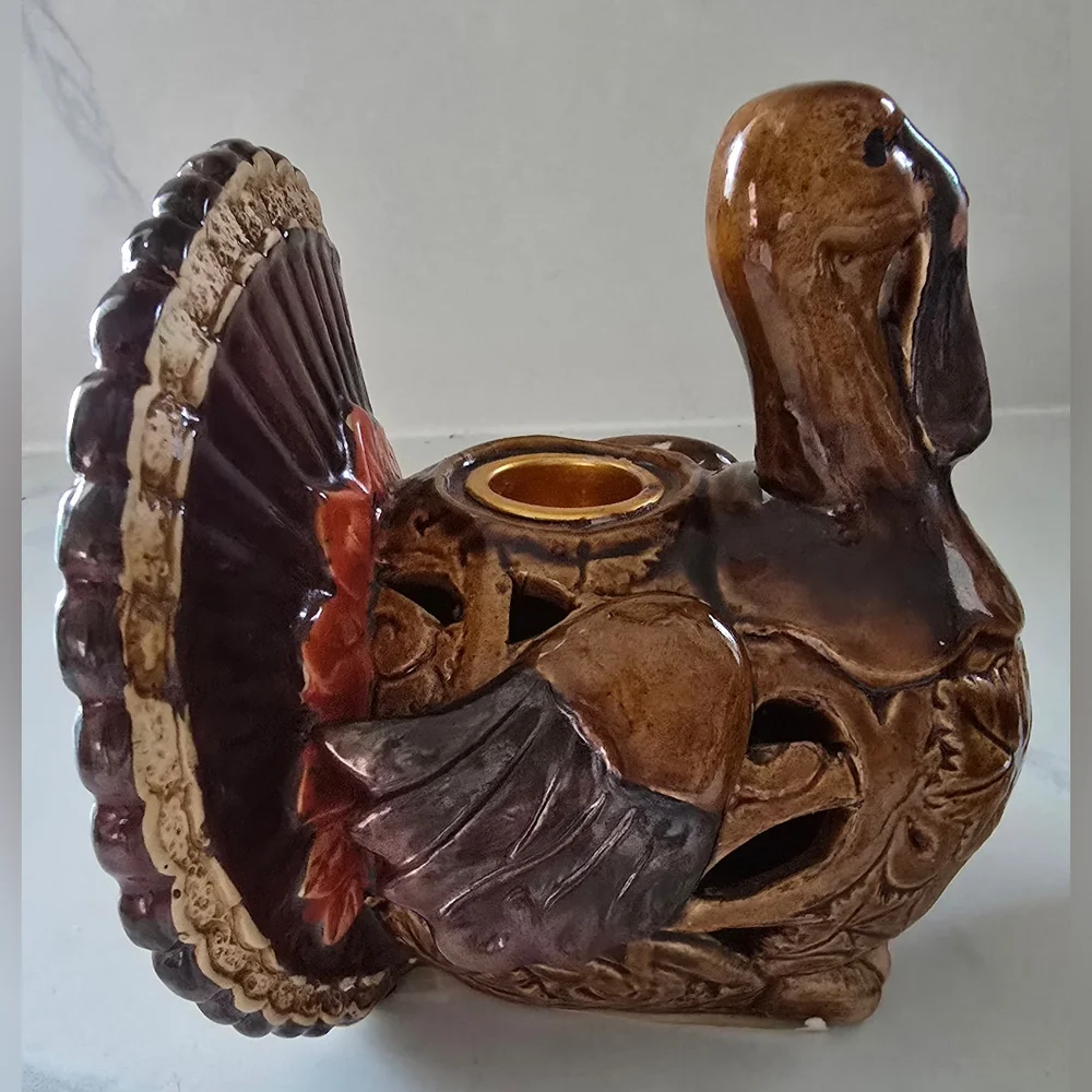 Rare Vintage Ceramic Turkey Candlestick Holders 5 In Set Of Two‎